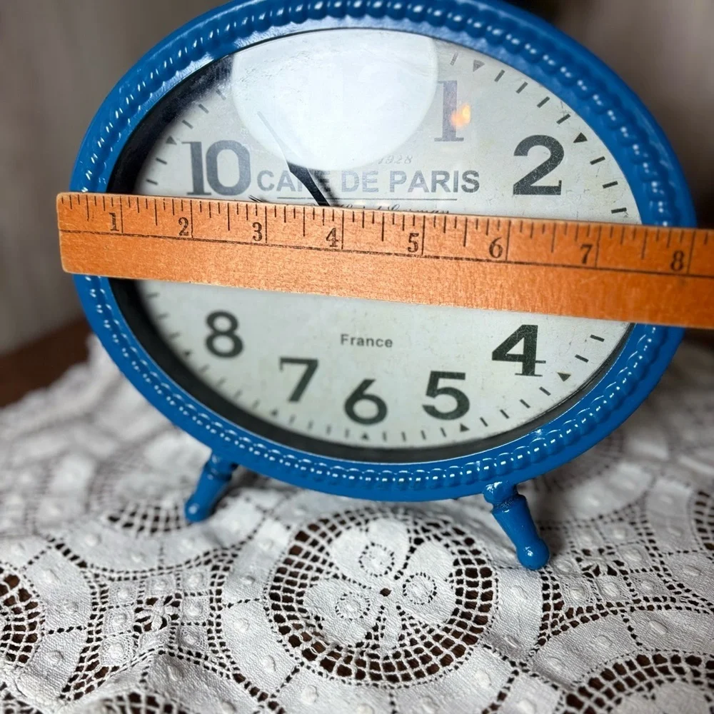 Cafe De Paris Blue Vintage Style Oval Standing Table Clock